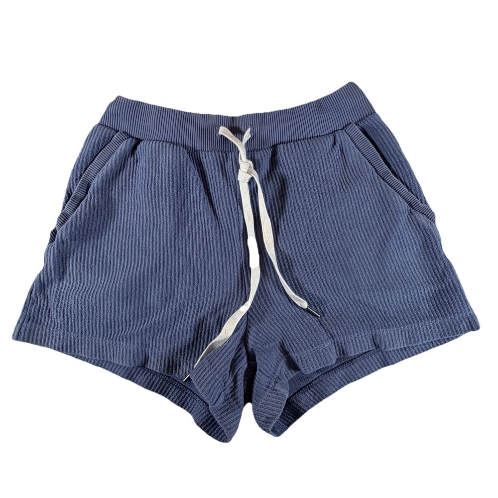 Aerie Shorts Women's Size S Blue Ribbed Casual Drawstring Lounge